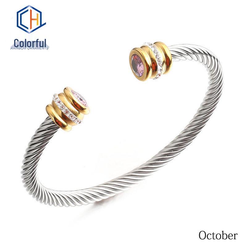 European & American 18K Gold-Plated Stainless Steel Bracelet with Zirconia
