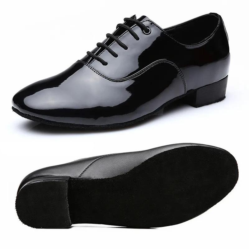 Męskie buty do tańca latynoskiego Salsa Tango Nowoczesne skórzane buty do tańca towarzyskiego Kwadratowy obcas 2,5 cm Dorośli Dzieci Chłopcy Party Buty do tańca Męskie