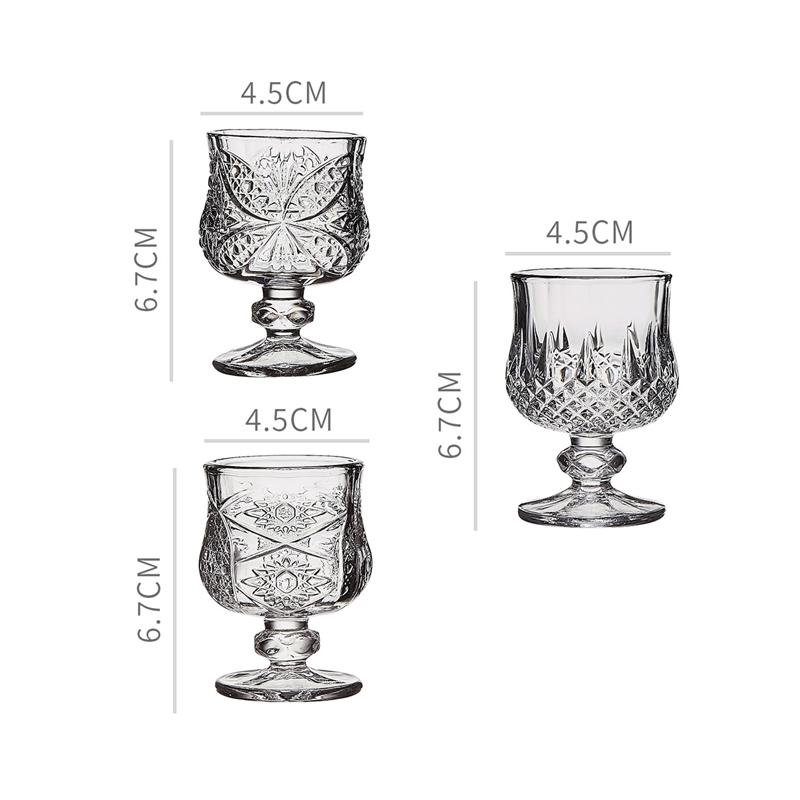 2pcs Sets 50ml Red Wine Cup Luxury Diamond Carved Wine Glass Butterfly Pattern Cocktail Glass Shot Glass Short Footed Wine Mug