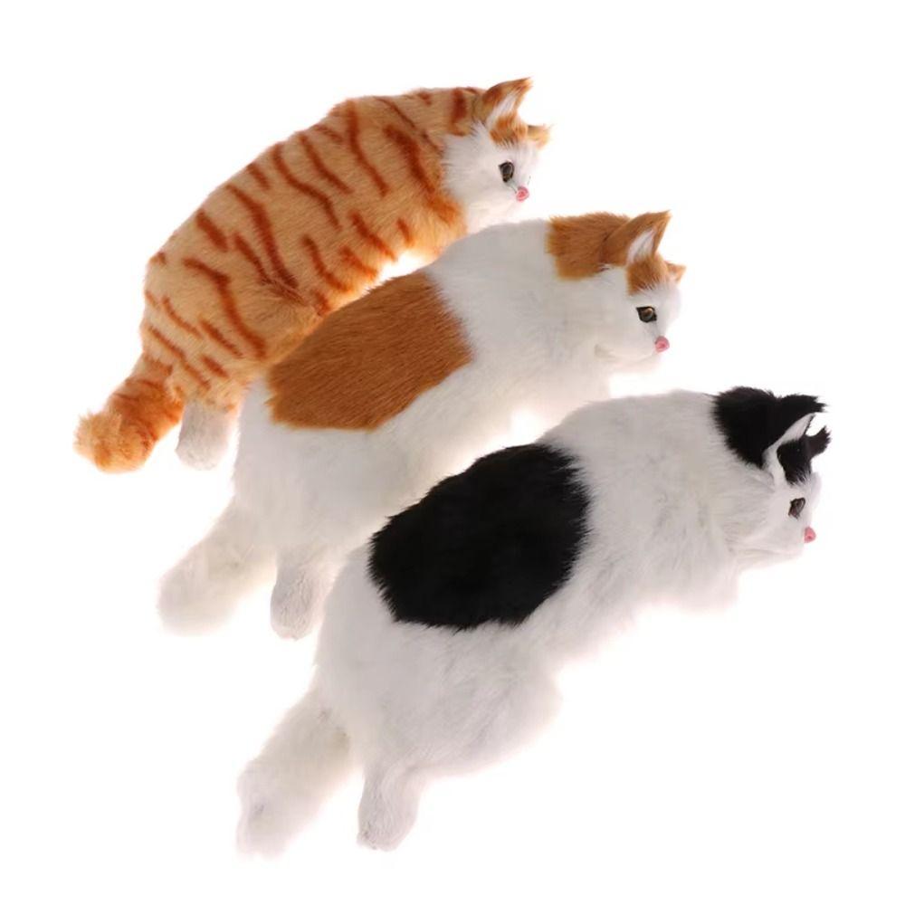 Realistic Plush Kittens Doll Toy Animal Figurines Fake Cat Model  Child Gift