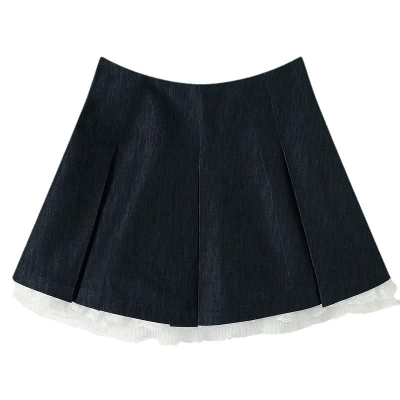 TonLion Women s Denim Patchwork Skirt L