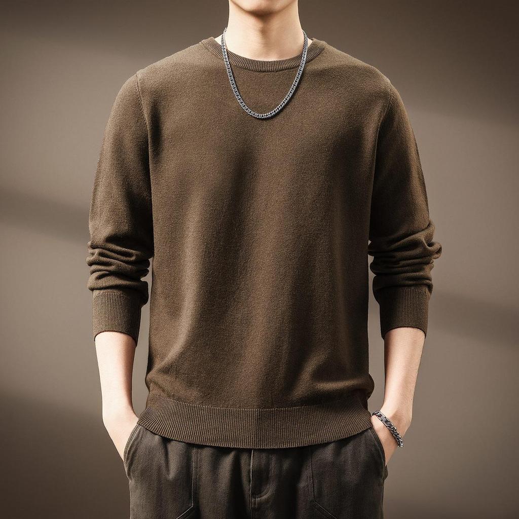 Pull en Maille Douce Couleur Unie Haut de Gamme pour Homme - Hiver Décontracté Col Rond