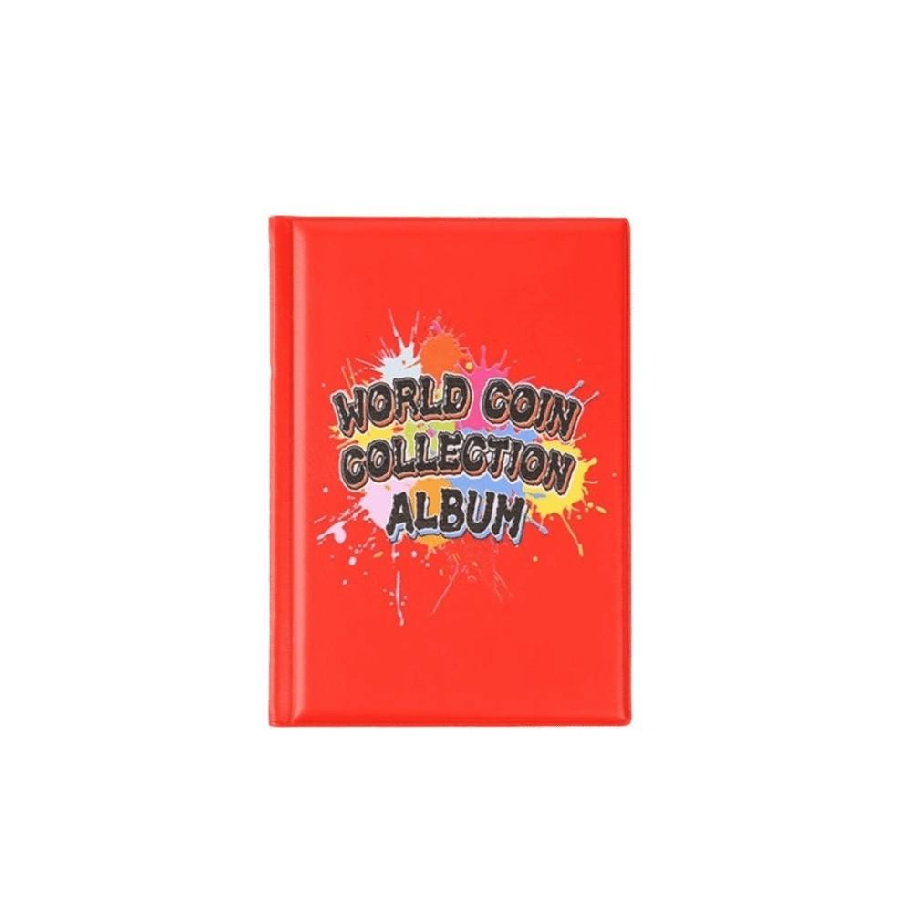 

120 Pockets Home Decoration PU Leather Album Coin Storage Home Decoration Stamp Photo Album Large Capacity Coin Album Holders красный