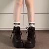 Chunky Platform Heel Women Ankle Boots Fashion Lace Up Shoes Autumn Winter Short Booties  De Mujer