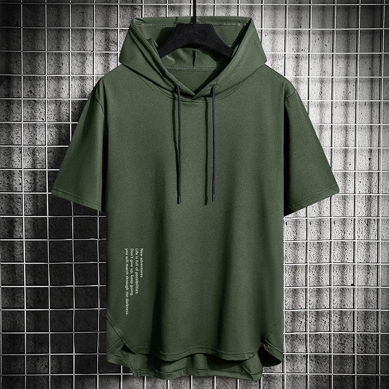 Men's Trendy Summer Hooded Short Sleeve T-Shirt for Casual Outdoor Sports