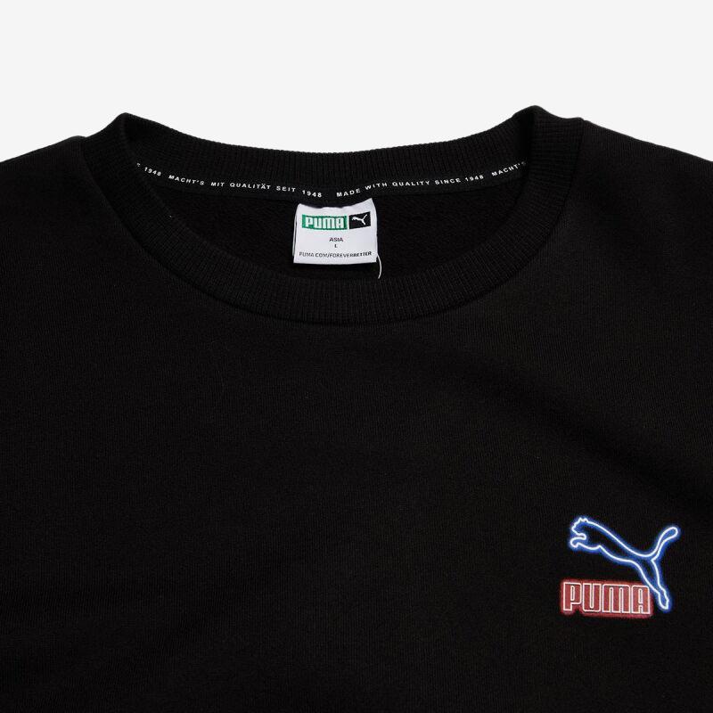 Puma Buchstabenlogo Rundhalsausschnitt Lässiges Sweatshirt Damen Sweatshirt Schwarz 535044-01