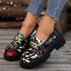 Autumn and winter new round head flat sole shoes women's printing versatile