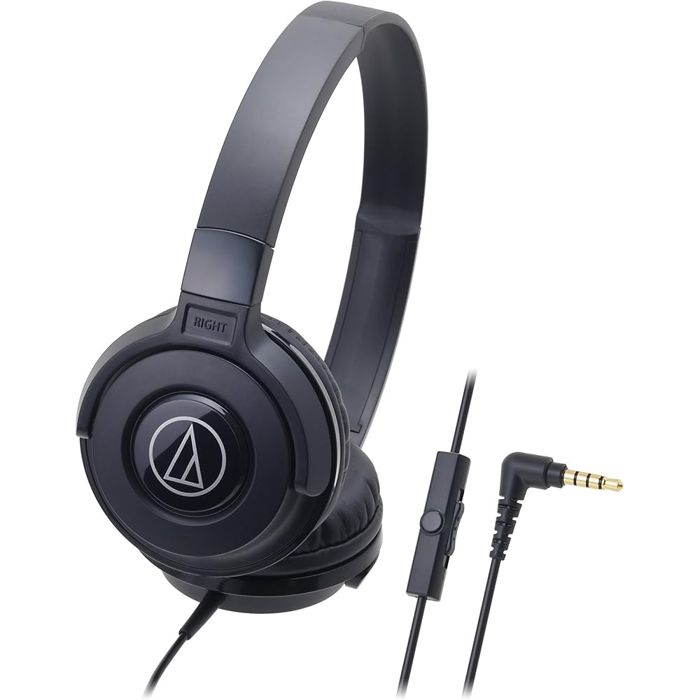 Audio-Technica ATH-S100iS BK Wired Portable On-Ear Headphones for Smartphones (Street Monitoring) - Black