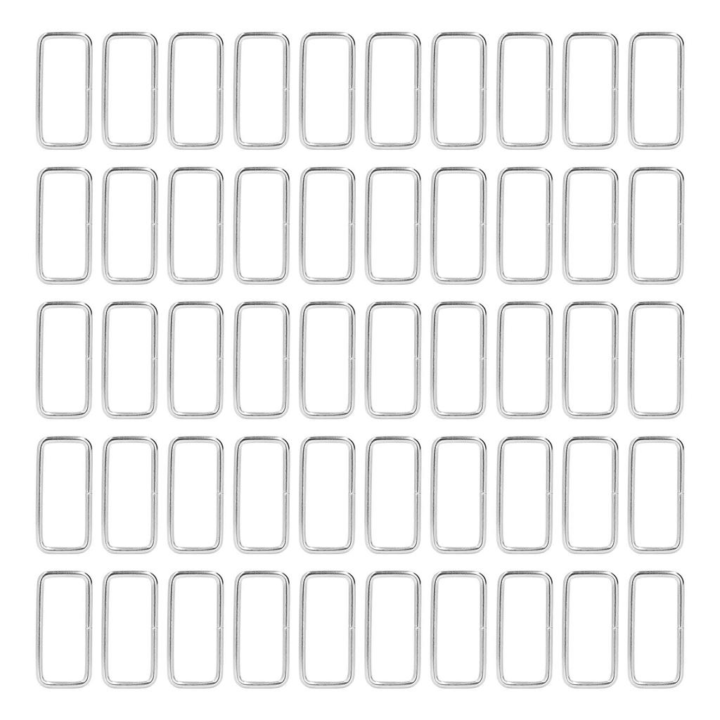 50pcs Metal Rings Durable Iron Rectangle Buckle Rings for DIY Belt Handbag Buckle Hardware Clothes Decoration