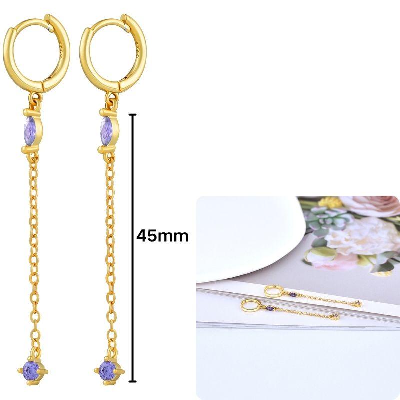 Damen 925 Silber Ohrstecker Lila Zirkon Ohrringe Creolen Lila Kristall Anhänger Ohrring Mode Hochzeits Schmuck