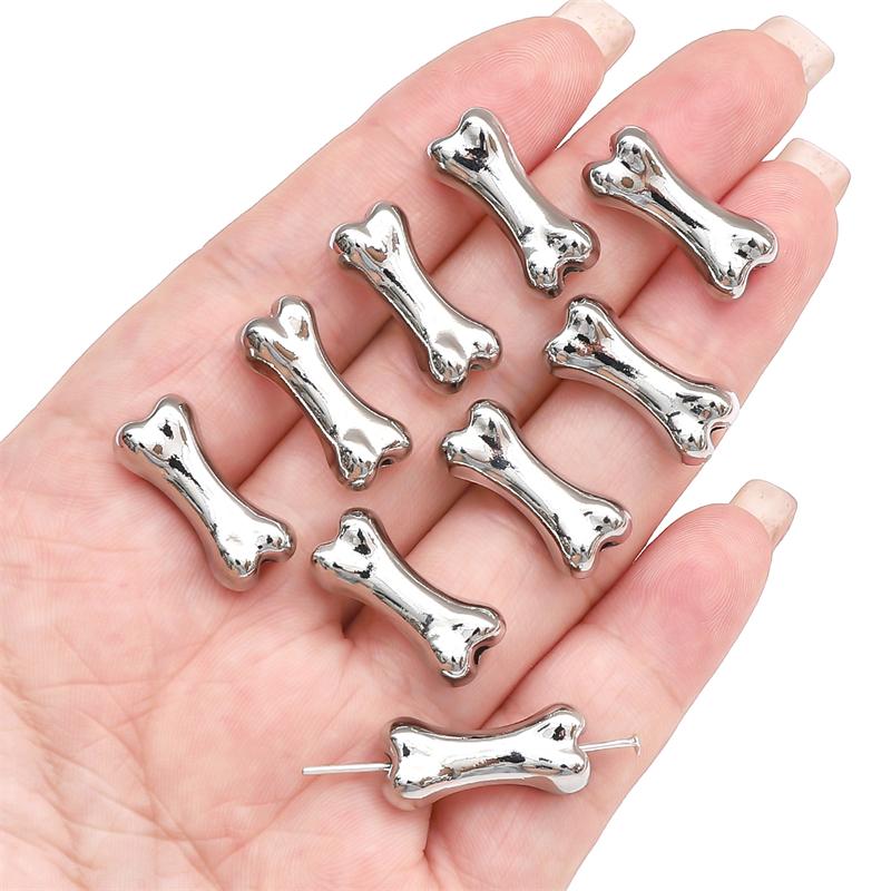 Metal Bone Beads for DIY Jewelry Bracelet Necklace Charms 2 Pcs