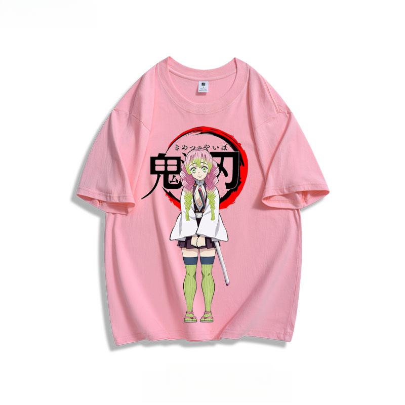 Popular anime demon slayer print 100% pure cotton short sleeved summer men's outdoor casual fashion comfortable streetwear
