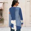 Ladies Plus Size Tie Dye Striped Long Sleeve T Shirt Round Neck Loose Irregular Hem Casual Tunic Top For Daily Wear