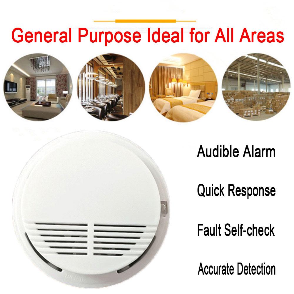 Household Smoke Alarm Smoke Detector Fire Alarm Detector With 9V Battery Photoelectric Sensor Alert Warning