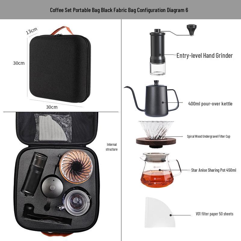 Set Portatile da Caffè Pour-Over da Esterno con Macinacaffè - Ideale per il Campeggio