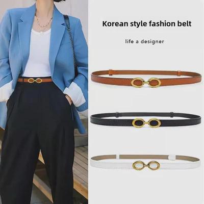 Girls' Stretch Buckle Waist Belt - Slim, Retro Korean Style for Casual Dresses