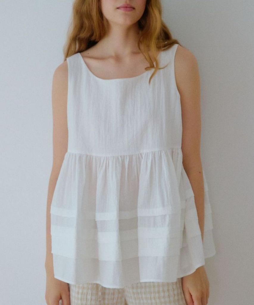 Okuka Tencel Flare Top - White