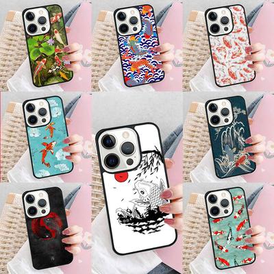 Japanese Koi Fish Phone Case For iPhone 17 Air 15 16e 14 13 Pro Max Coque 12 11 Pro Max PLUS Cover