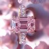 Luxuriöser Rosa Funkelnder Zirkonia Prinzessin Quadratischer Verlobungsring für Damen und Freundinnen Verlobungsschmuck Geschenke für Frauen