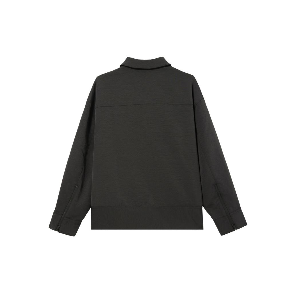 Jordan Solid Color Zip Pocket Collar Long Sleeve Jacket Women Outerwear Grey DX0505-022