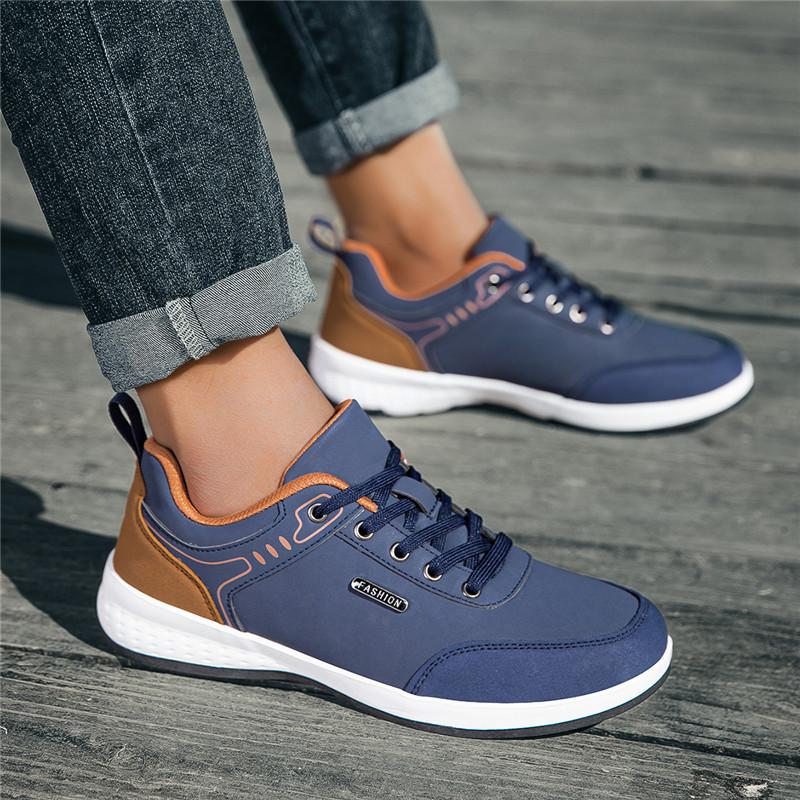 2025 Men's Spring and Autumn Breathable new leather Casual sports shoes, breathable flat shoes, plus-size running shoes