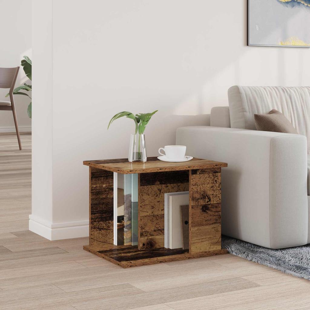 Magazine Rack with Shelf Reclaimed Wood Look 35 x 35 x 45 cm Wood Based Material