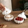 Hollow Ginger and Garlic Storage Jar Irregular Shape Storage Box Ceramic Storage Jar Ceramic Bamboo Cover Box Kitchenware