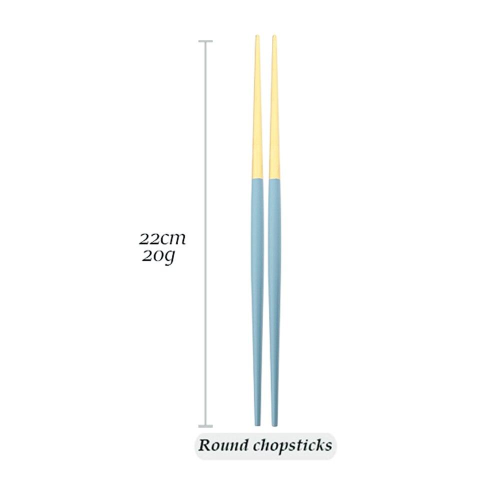 

Вилка, ложка, нож, палочки для еды, набор столовых приборов, синее золото, набор из нержавеющей стали 304, чайная ложка, столовое серебро, набор столовой посуды, дропшиппинг Chopsticks синий/золотой