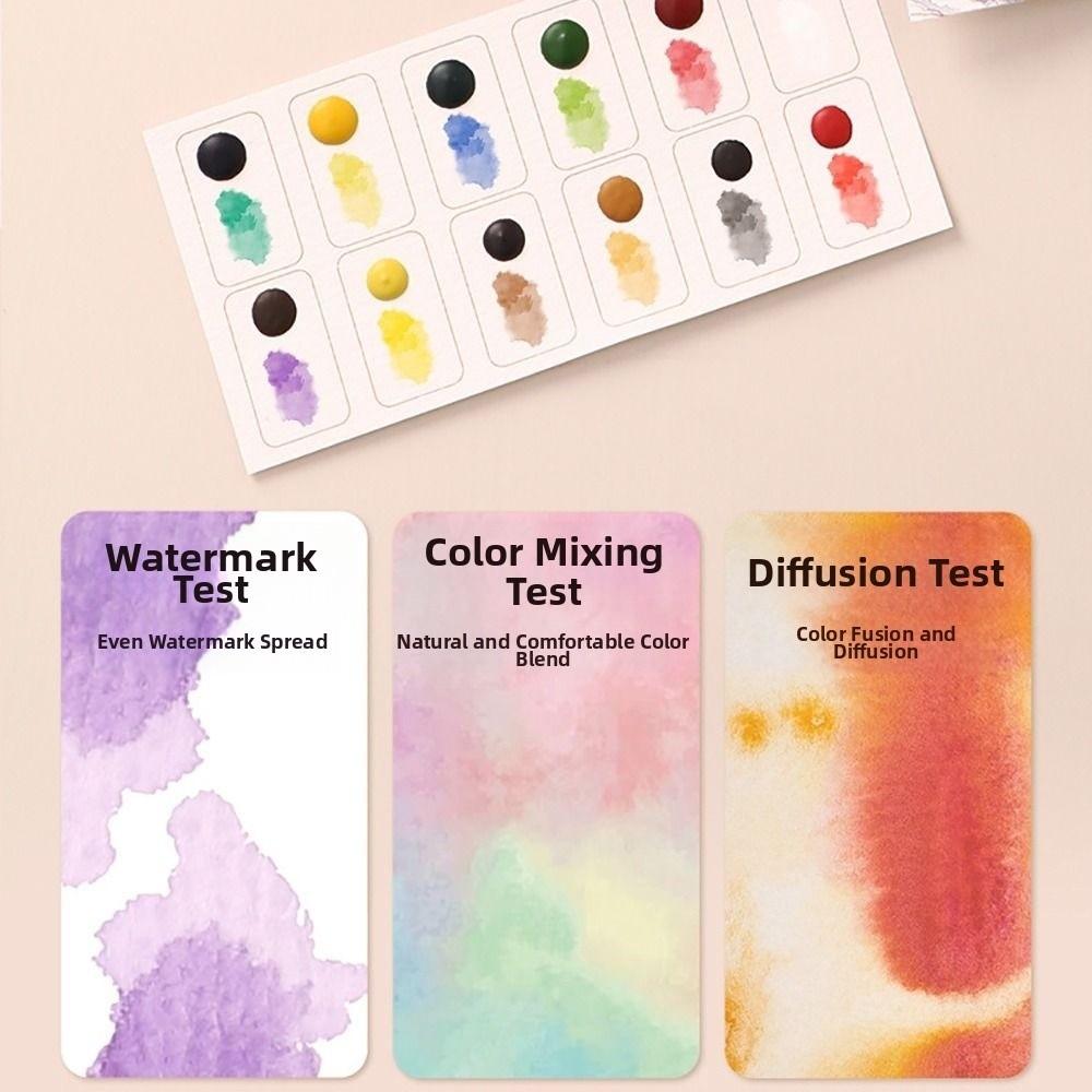 12 Colors Solid Pigment Watercolor Painting Book Thick Kraft Paper Watercolor Book Organ Folding Folding Storage Book Adult Kids