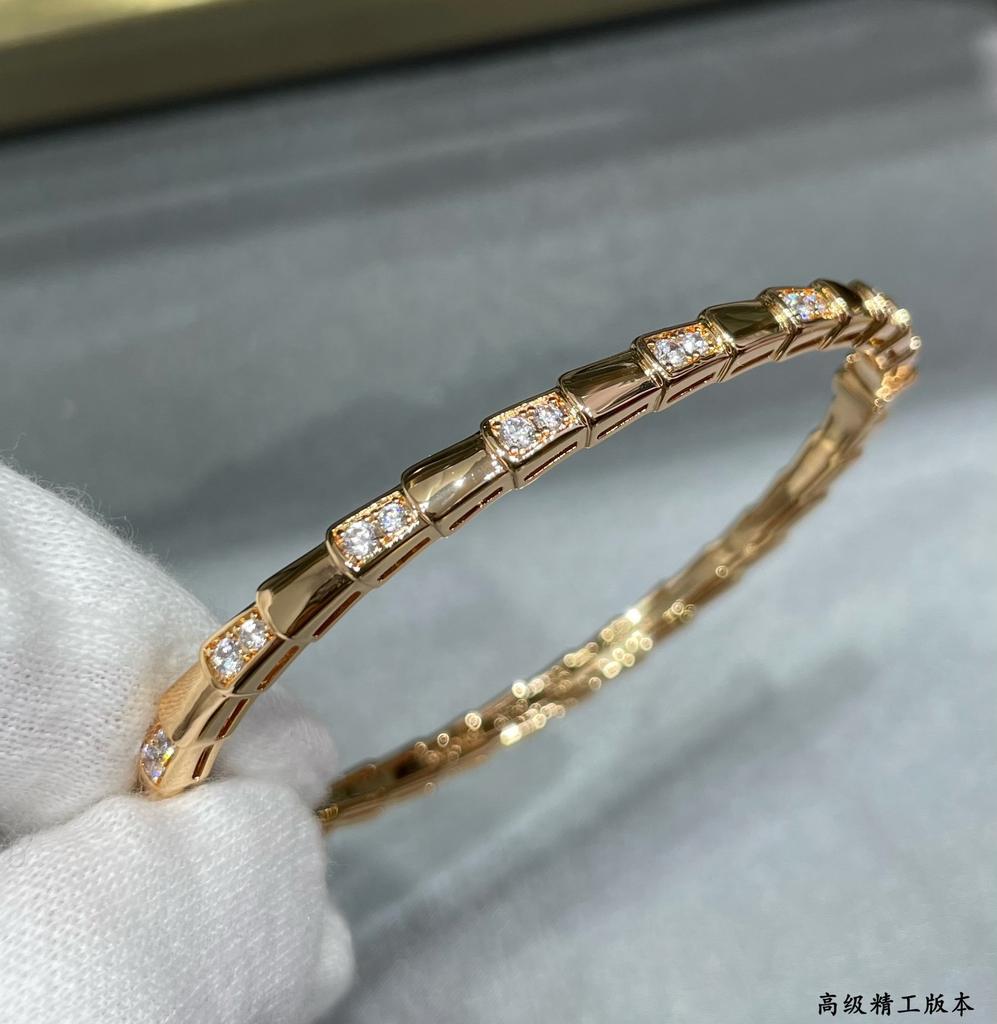 V Gold Snake Bone Bracelet Women's 18k Rose Gold Full Diamond Snake Bracelet White Shell Diamond Seiko Bracelet