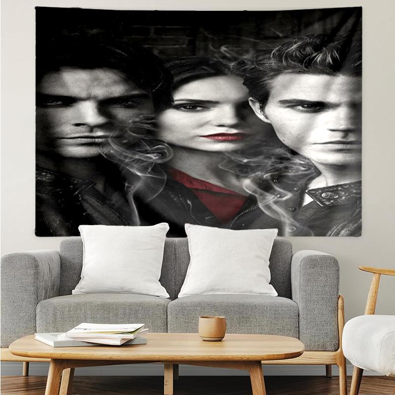 Vampire Diaries Print Tapestry, Backdrop, Easy Setup, Ideal for Bedroom, Office & Living Room, with Aesthetic Wall Hanging Decor.