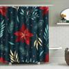 GAEStylish Blue Floral Shower Curtain with Christmas Poinsettias for Bathroom Decor Waterproof Fabric Easy Installation Kit In