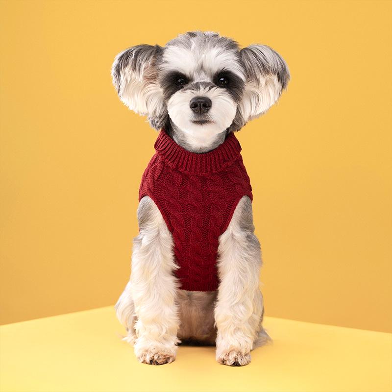 Cozy Cable Knit Sweater for Dogs & Cats - Warm High-Neck Design for Autumn/Winter