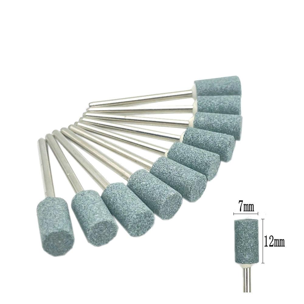 

10 шт./компл., шлифовальная машинка для камня, полировальные боры с хвостовиком 2,35 мм для контурной обработки фарфоровых ногтей, вращающийся полировщик камня, аксессуары для ногтей, фрезерные инструменты A7-Green