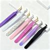 Fiber Tip Lash Tweezers Matte Black Finish Russian Mega Volume Eyelash Extension Tweezers Custom Private Label Lash Tweezers
