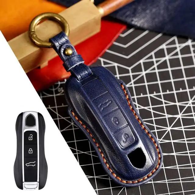 Neue Luxus-Leder Autoschlüsselhülle Abdeckung Schlüsselanhänger Schutzhülle für Porsche Cayenne 718 958 Panamera 911 Macan Schlüsselanhänger Halter Schlüsselanhänger Schale