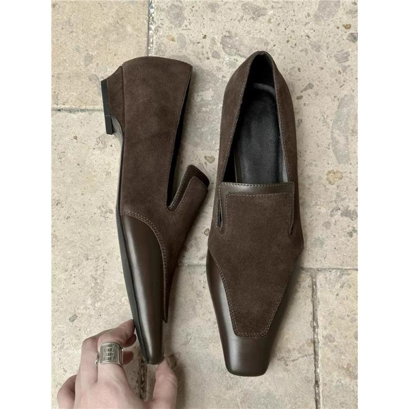 Retro Kwadratowe Niskie Obcasy - Wszechstronne Skórzane Buty, Jednolite Buty dla Kobiet