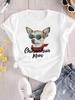 Chihuahua with Letter Print Funny Women's T-Shirt Round Neck Summer Casual Top Woman Fashion Tees Short Sleeve Women's Clothing