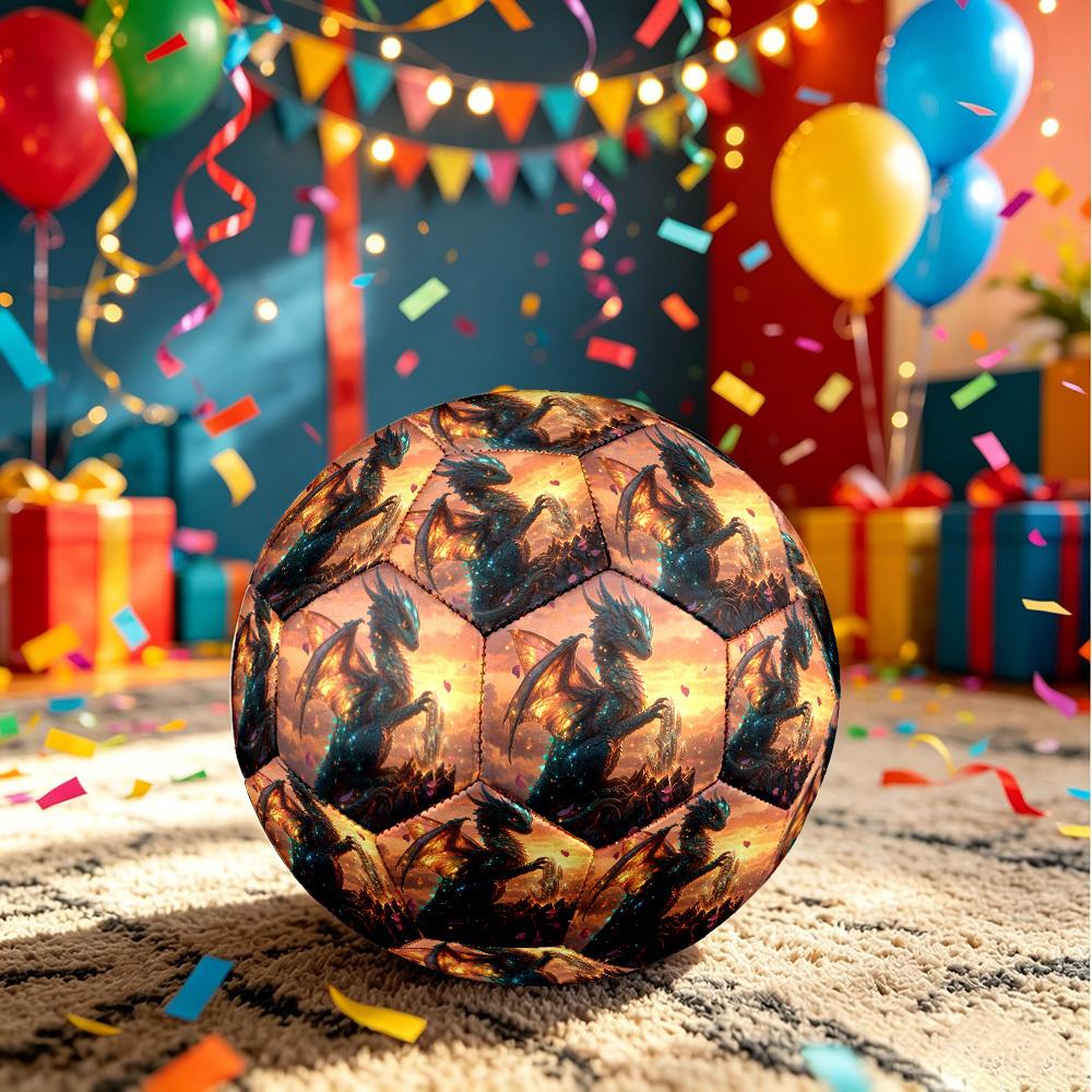 1pc Dragon Fantasy Sunset Theme Soccer Ball Football, Size 5, Lightweight PVC, Outdoor Training Soccer Ball,Sports Gift t61482