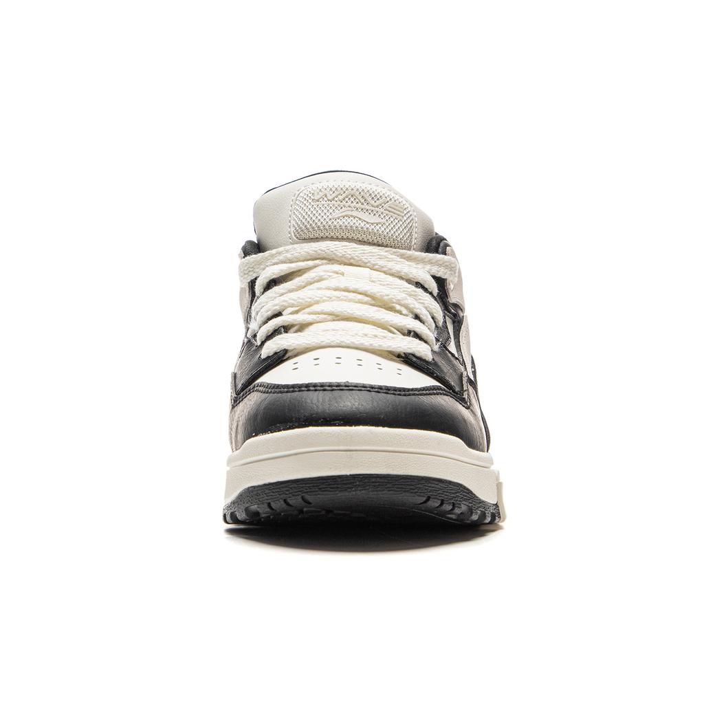 Li Ning Wave MID FLEECE Thermal Slip Resistant And Abrasion Resistant Mid top Skateboard Shoes Women's Black White AGCU160-2