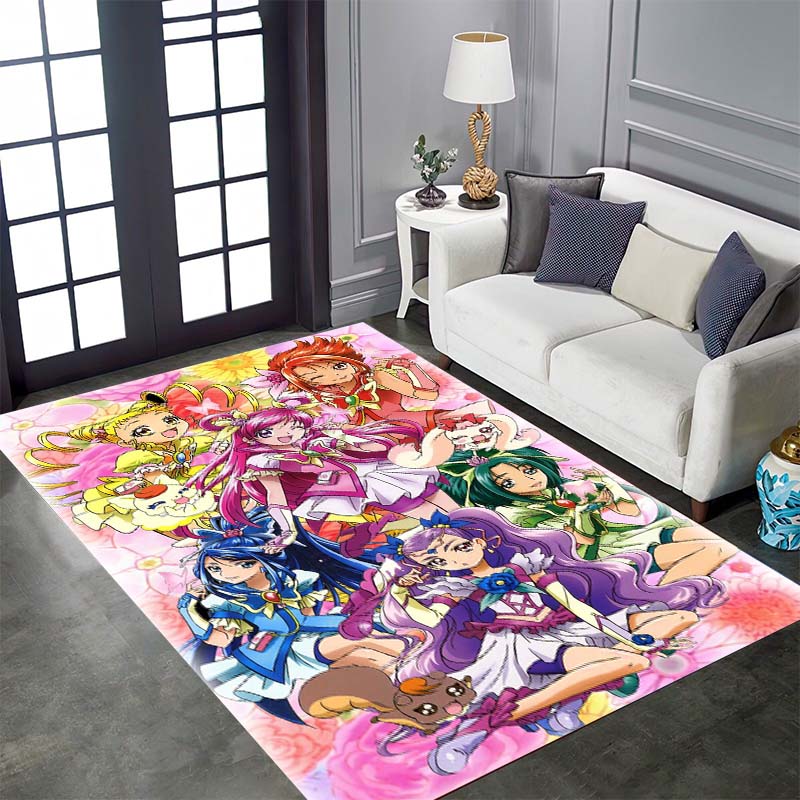 Pretty Cure Cartoon Rugs Are Suitable for Home Décor In Areas Such As Game Rooms, Bedrooms, Living Rooms, and Sofa Areas.