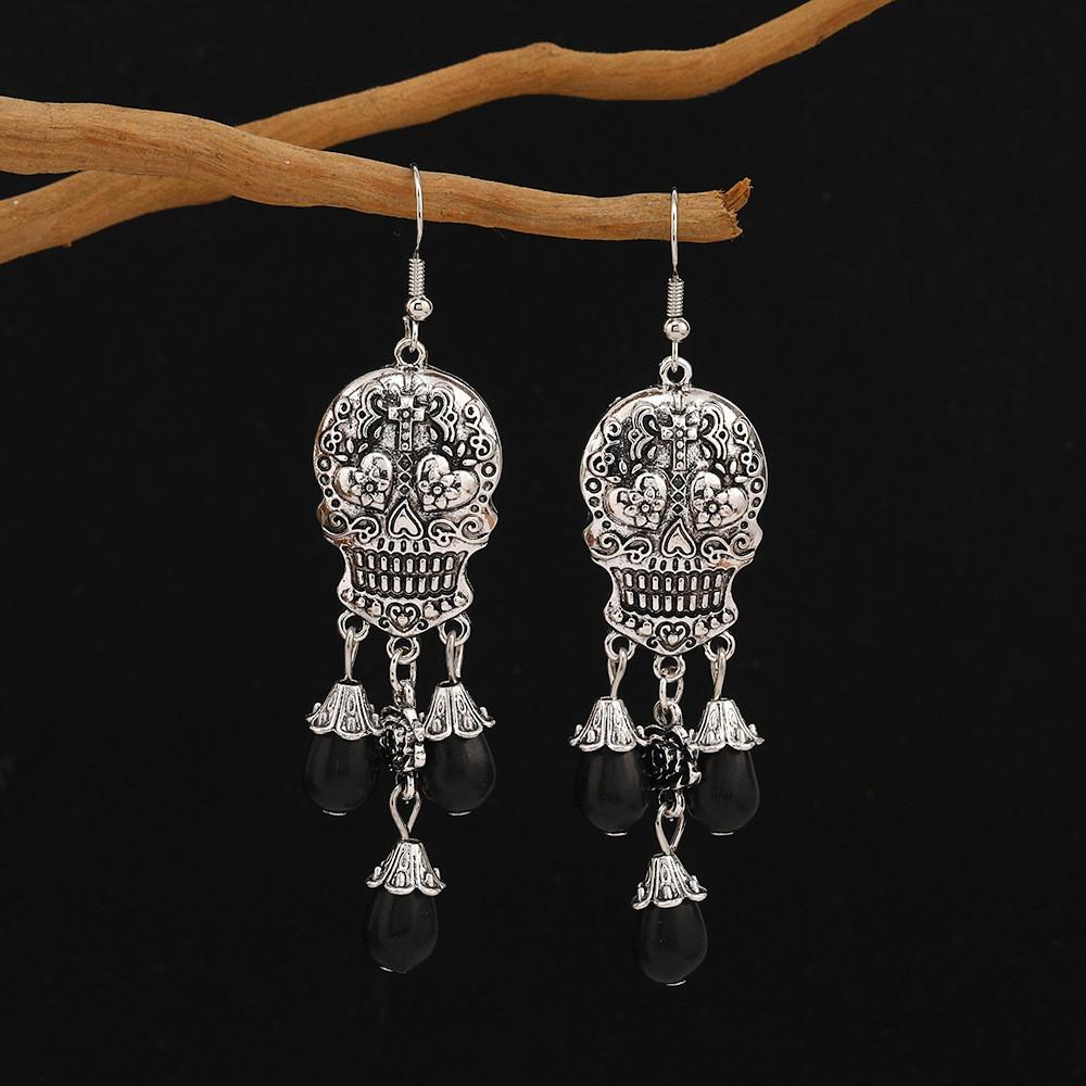 Skeleton Long Retro Earrings With Electroplating For Female Halloween Costume Accessory