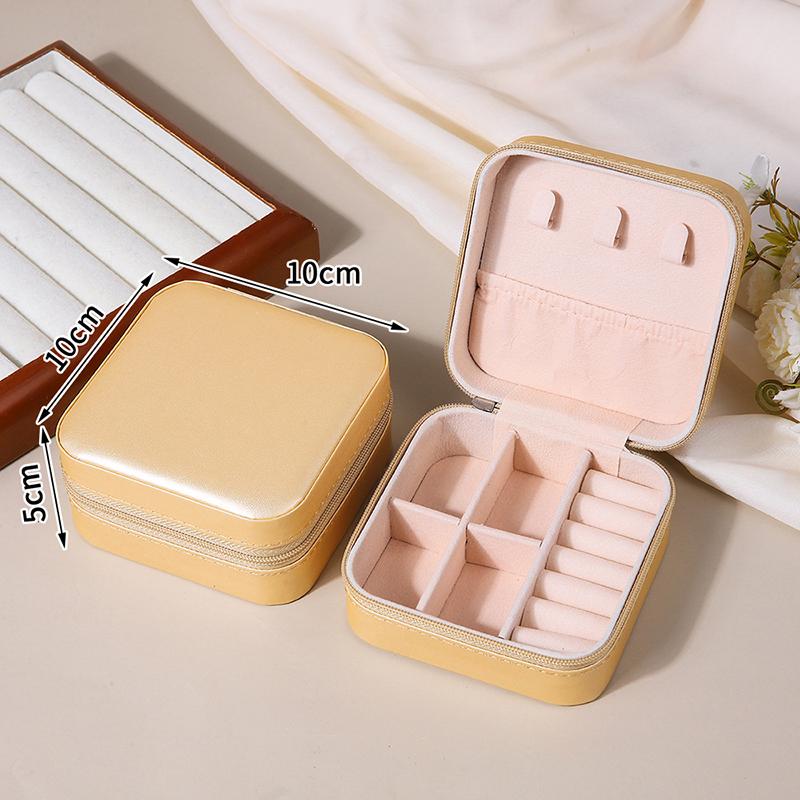 Portable Travel Jewelry Box - Mini Pu Leather Case With Soft Velvet Interior Compact Organizer For Rings Earrings Necklaces