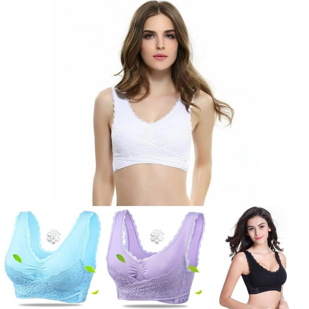 Damen Sexy Front-Kreuz Verstellbare Seiten-Schnalle Spitze Weste Kabelloser Sport-BH Für Ultimativem Komfort Und Stil