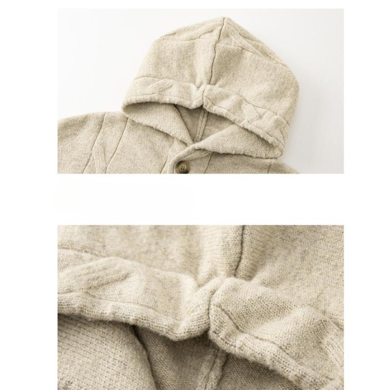 Light Luxury Casual Button Hoodie Long Sleeve Knit Sweater Men Jacket Outerwear Inner Layer Tops