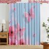 2D Flat Printing 2pcs Curtain Curtain Spring Pink Butterflies and Flowers Digital Printed Polyester Drapes Family Party Perfect