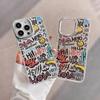 Cartoon Travel Graffiti Phone Case For iPhone 17 Pro Max Air 16 15 Pro 14 13 12 11 Shockproof Silicone Cover Silver Lens Frame