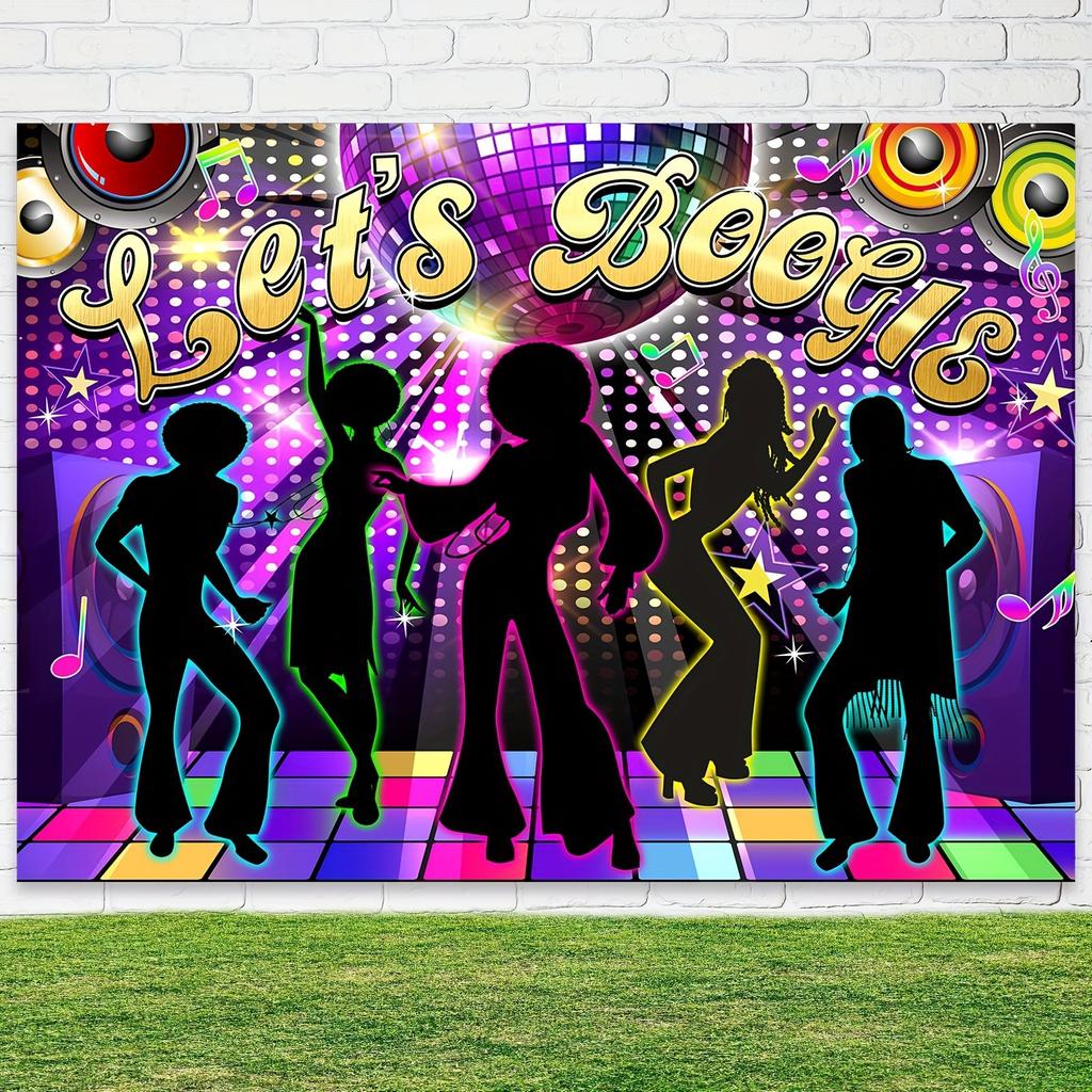 Disco 70s Party Backdrop - Vibrant Neon Retro Decor - Decades of Photographic Fun - Reusable and Durable