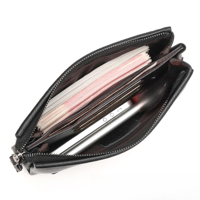 Äkta Herrhandväskor Herrläderväskor Business Casual Kuvertväskor Kohudskuplungar Herrväskor Plånböcker med Stor Kapacitet