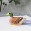 Mini Green-headed Duck Statue Handmade Desktop Ornament Wooden Duck Figure  Tabletop Display